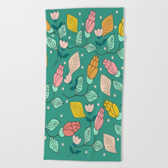 floral pattern 4 Beach Towel