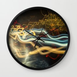 City Gold Light Fantastic Painted Abstract Wall Clock | Johndwilliams, Top, Photo, Yellow, Best, Modern, Bright, Unique, Longexposure, Colourful 