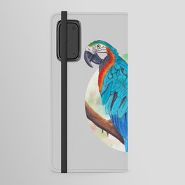 Blue Macaw Ink and Watercolor Android Wallet Case