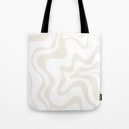Liquid Swirl Abstract Pattern in Pale Beige and White Tote Bag