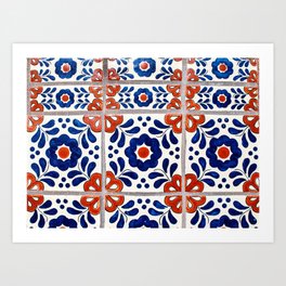 Blue Mexican Talavera Tile Art Print
