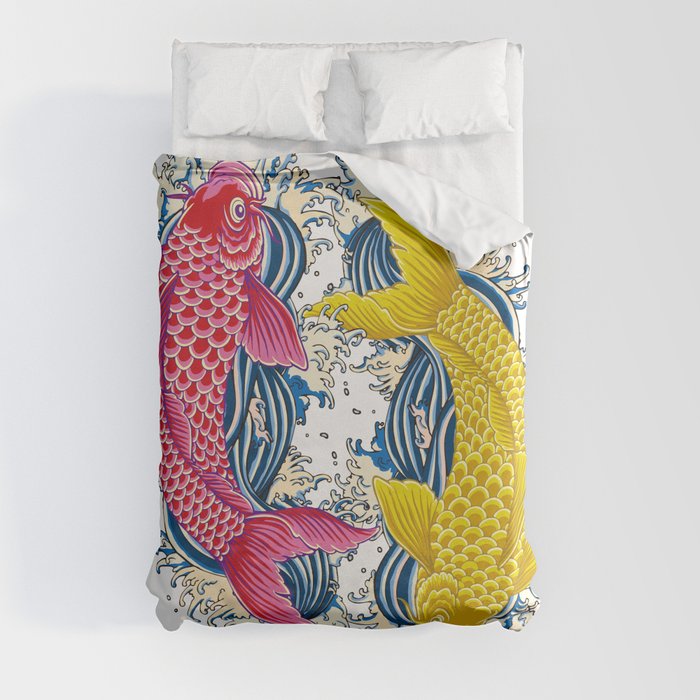 Japanese lucky charm "carp" Duvet Cover