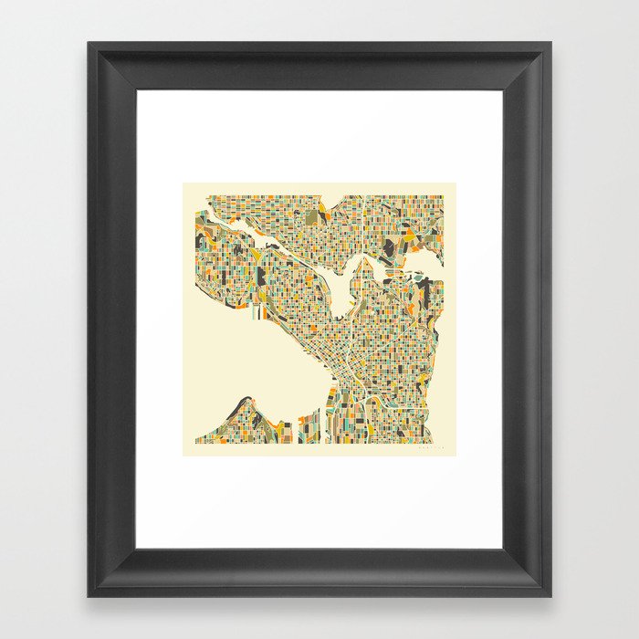 SEATTLE Map Framed Art Print