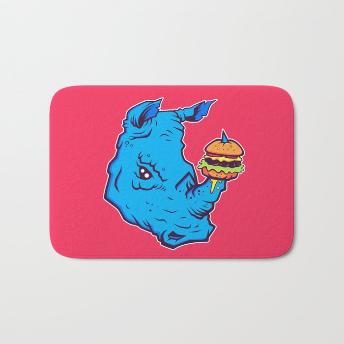 Rhino With A Cheeseburger Bath Mat