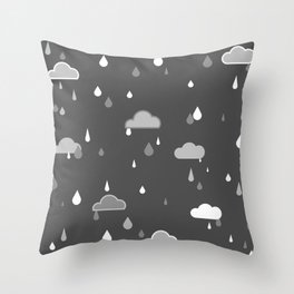 Grey Rains Throw Pillow
