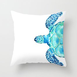 Coastal. Sea turtle. Watercolor. Throw Pillow