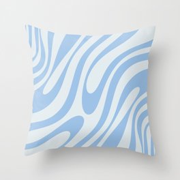 Wavy Loops Retro Abstract Pattern Powder Blue Throw Pillow