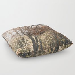 Late autumn amber forest Floor Pillow