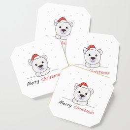 Merry Christmas Polar Bear Snow Soft Night Coaster