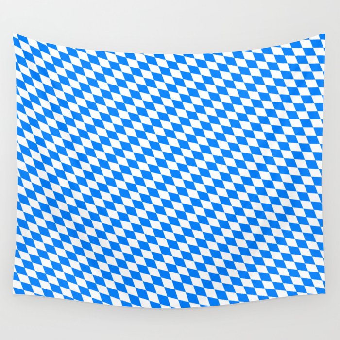 Bavarian Blue and White Diamond Flag Pattern Wall Tapestry
