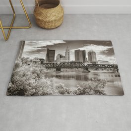 Columbus Ohio Skyline From North Bank Park in Sepia Rug