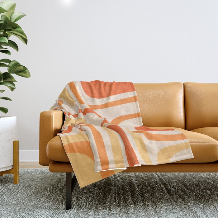 Palm Springs Midcentury Modern Abstract in Light Orange Tangerine Tones  Throw Blanket