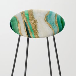 Emerald green watercolor and gold Counter Stool