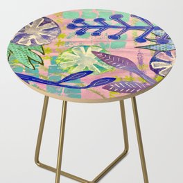 Cool Vines Mixed Media Collage Artwork Side Table