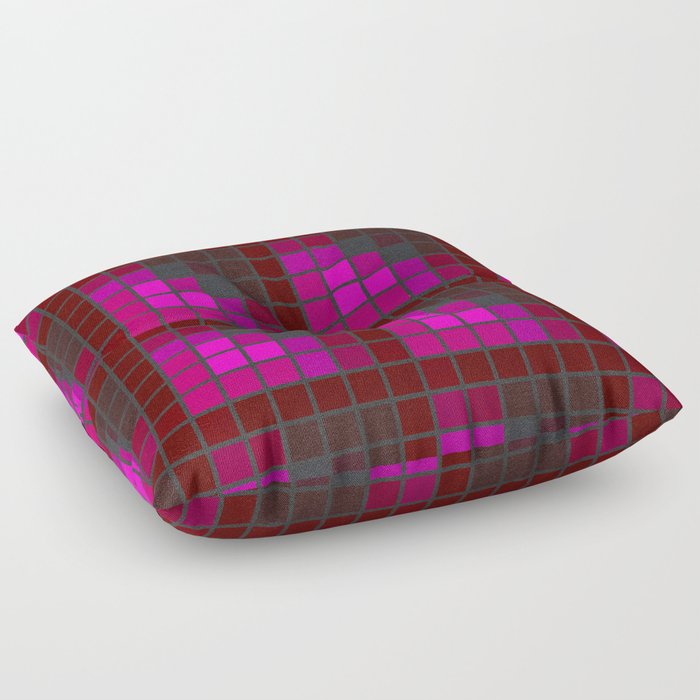 Pink Red and Green Velvet Squares Pattern Floor Pillow
