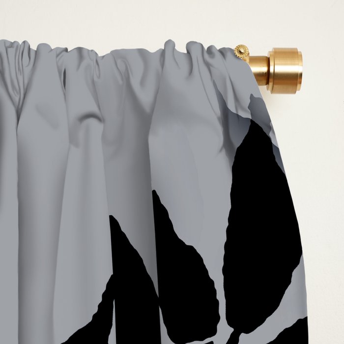 Tree Branches Black And Gray Leaves And Berries Blackout Curtain