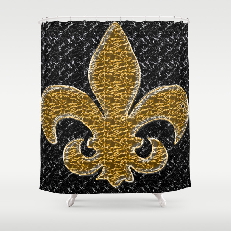 Black And Gold Fleur De Lis Shower Curtain By Artbytinavaughn
