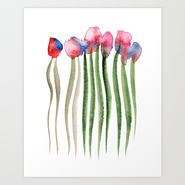 Bright watercolor flowers Art Print