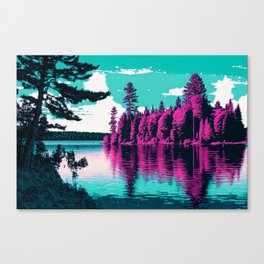 Balsam Lake Ontario Landscape Pink and Teal Eugenia's Kitchen 2023  Canvas Print