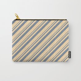 [ Thumbnail: Light Slate Gray & Tan Colored Lines Pattern Carry-All Pouch ]