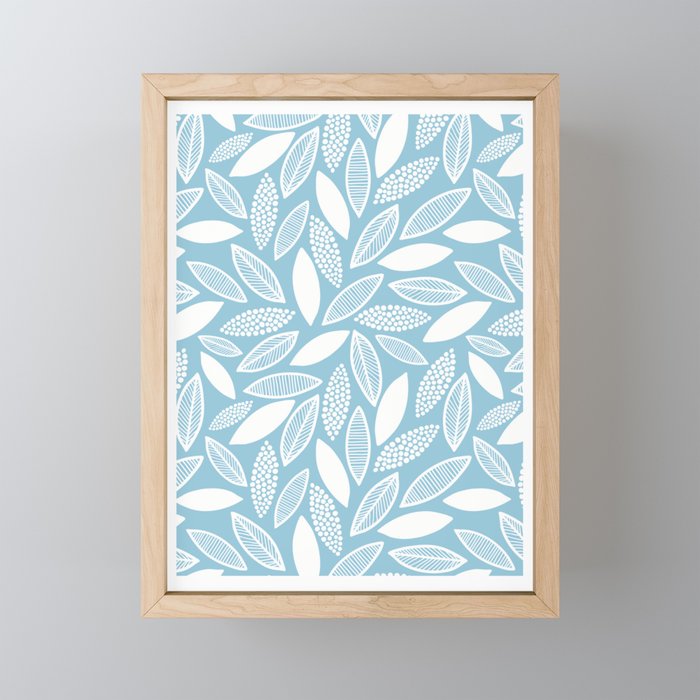 Natural Leaves_Blue Framed Mini Art Print
