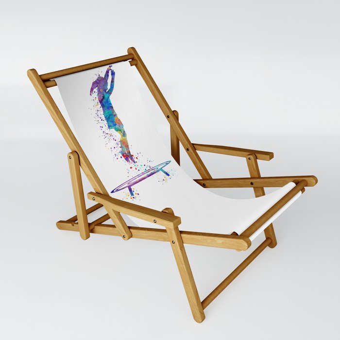 Trampoline Girl Athlete Watercolor Sling Chair by LotusArt Society6