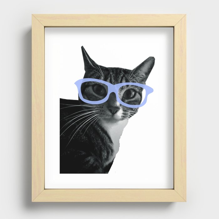 Yoshi Cat Glasses Recessed Framed Print