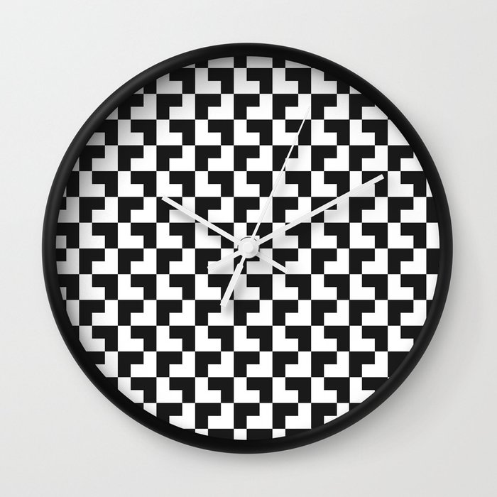 Black and White Tessellation Pattern - Graphic Design Wall Clock