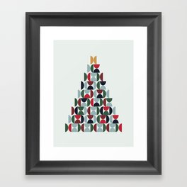 Mid Century Christmas Tree Abstract Shapes Framed Art Print