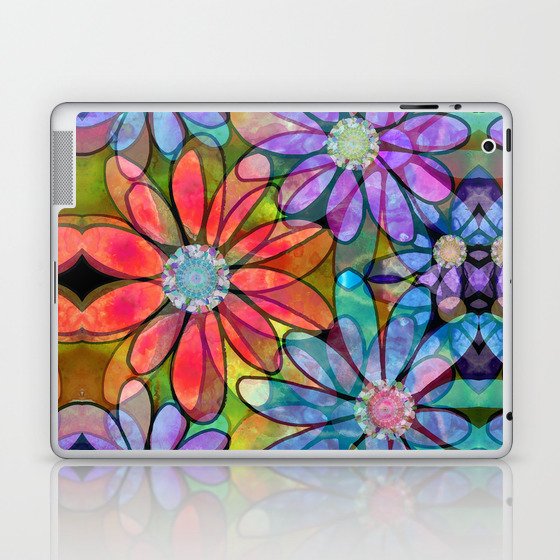Flower Nymphs - Colorful Bright Floral Botanical Art Laptop & iPad Skin