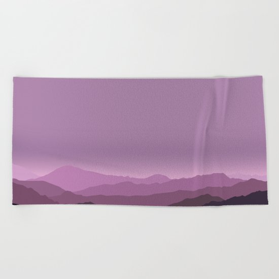Purple mountains Beach Towel