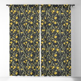 Dandelions, green, yellow and black Blackout Curtain