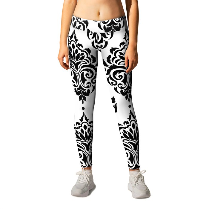 Black and White Damask Leggings