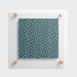 Snowflakes and dots - teal and white Floating Acrylic Print