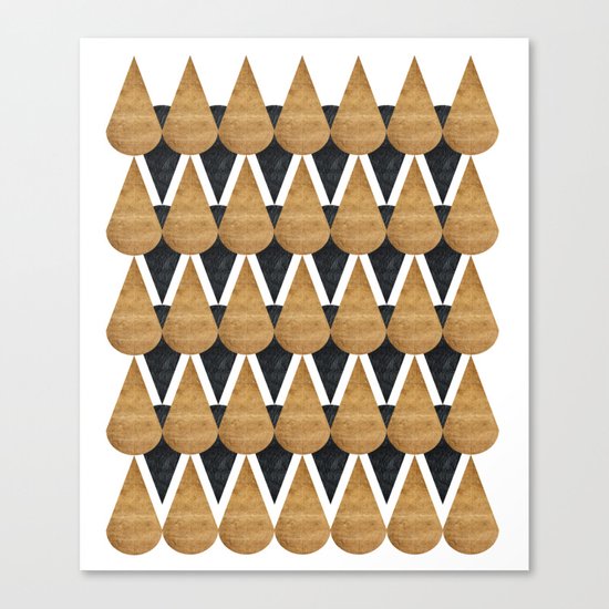 RainDrops Black & Gold Canvas Print