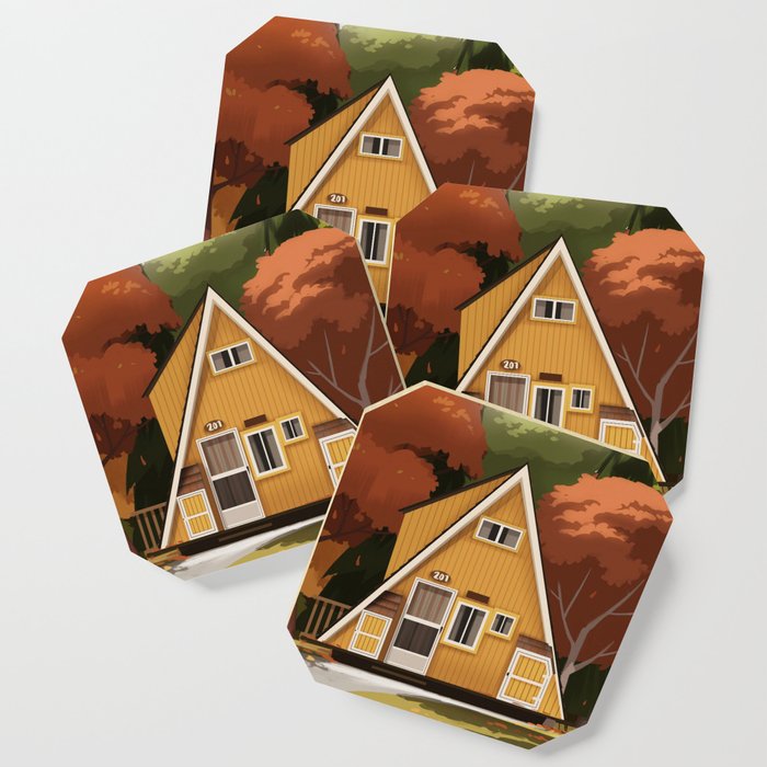 Autumun A-Frame Cabin Coaster