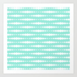 Mint Blue and White Geometric Horizontal Striped Pattern Art Print