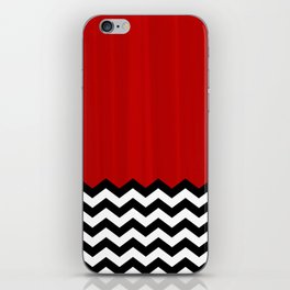 Red Black White Chevron Room w/ Curtains iPhone Skin
