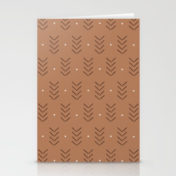 Arrow Lines Geometric Pattern 5 in Brown Shades Stationery Cards