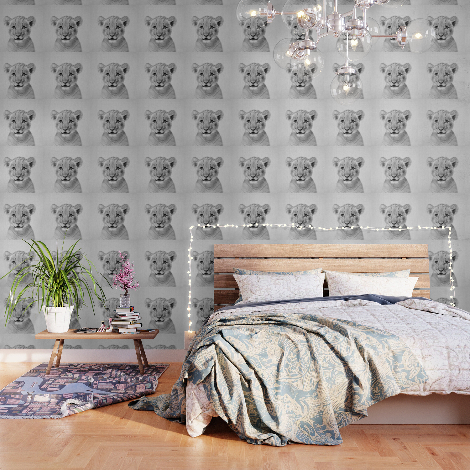 Baby Lion Black White Wallpaper By Galdesign Society6