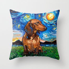 Multicolor VepaDesigns Christmas Dachshund Puppy Pocket Santa Hat Doxie Dog Christmas Gifts Throw Pillow 18x18