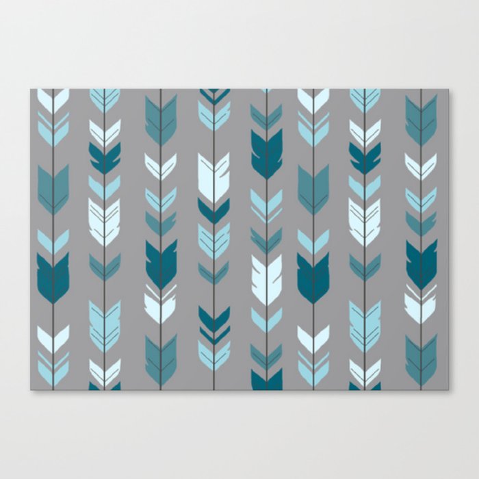 Feathered Blue Arrows Canvas Print