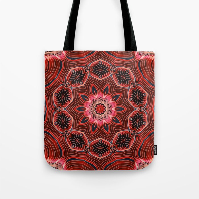 Red Matter Mandala Tote Bag