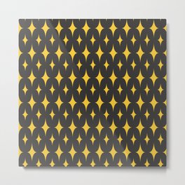 Mystic Stars Pattern Yellow and Grey Metal Print | Minimal, Danielbevis, Geometric, Magical, Pop Art, Pattern, Geometricart, Occult, Minimalism, Starpattern 