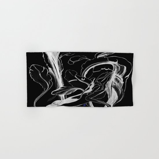 Plant in Blue Marker - Leaf of Life Miracle Leaf - White on Black Hand & Bath Towel