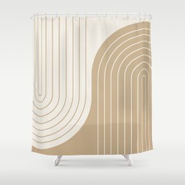 Two Tone Line Curvature LXV Earthy Boho Modern Arch Abstract Shower Curtain