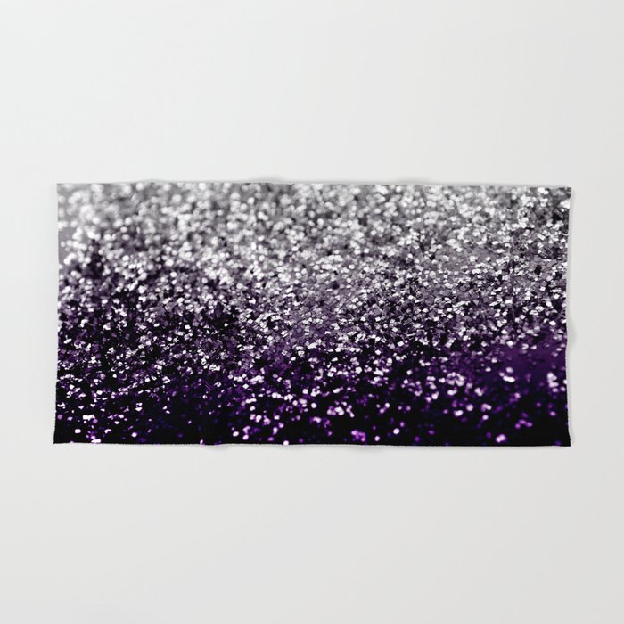 Dark Night Purple Black Silver Glitter 1 Faux Glitter shiny decor art society6 Hand Bath Towel by Anita s Bella s Art Society6