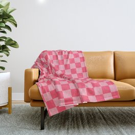 Pink Checkerboard Throw Blanket