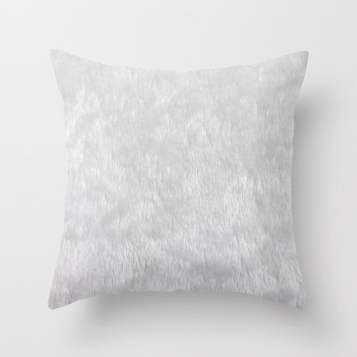 White Faux Fur Print Throw Pillow