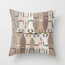 Retro Male Swimmers Throw Pillow